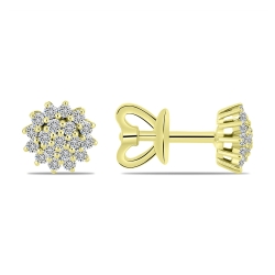 Cercei Pusete din aur galben cu pietre Diamant