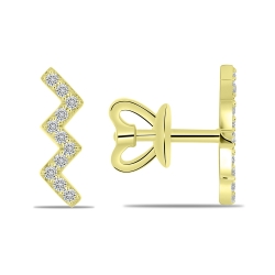 Cercei Pusete din aur galben cu pietre Diamant