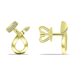 Cercei Pusete din aur galben cu pietre Diamant