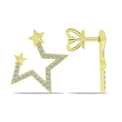 Cercei Pusete din aur galben cu pietre Diamant