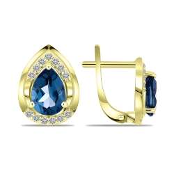 Cercei din aur galben cu pietre Diamant, Topaz London