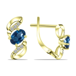 Cercei din aur galben cu pietre Diamant, Topaz London