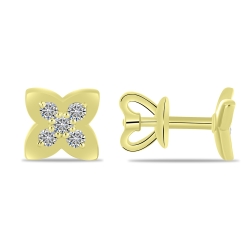 Cercei Pusete din aur galben cu pietre Diamant