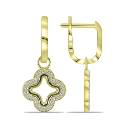 Cercei din aur galben cu pietre Diamant
