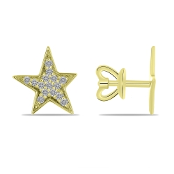 Cercei Pusete din aur galben cu pietre Diamant