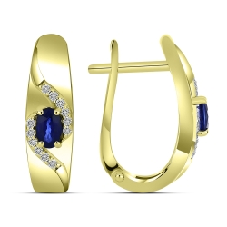 Cercei din aur galben cu pietre Diamant, Safir