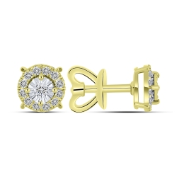 Cercei Pusete din aur galben cu pietre Diamant