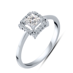 Inel din aur alb cu Cubic Zirconia Incolor