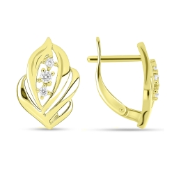 Cercei din aur galben cu pietre Cubic Zirconia Incolor