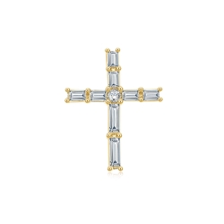 Cruce din aur galben cu pietre Diamant