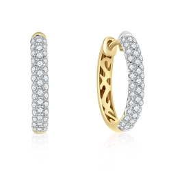 Cercei Creole din aur galben cu pietre Diamant