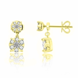 Cercei Pusete din aur galben cu pietre Diamant