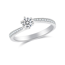 Inel din aur alb cu pietre Diamant