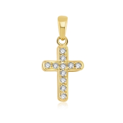 Cruce din aur galben cu pietre Diamant