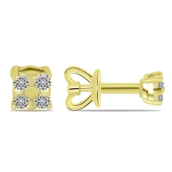 Cercei Pusete din aur galben cu pietre Diamant