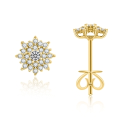 Cercei Pusete din aur galben cu pietre Diamant