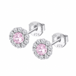 Cercei din argint cu Cubic Zirconia Incolor, Cubic Zirconia Roz