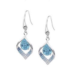 Cercei din argint  cu pietre Cubic Zirconia Incolor, Cubic Zirconia Albastru