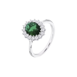 Inel din argint  cu pietre Cubic Zirconia Incolor, Cubic Zirconia Verde